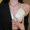 Retro Agate Y-shaped Sweater Long Necklace Real Gold Electroplating Simple and Versatile Beaded Collarbone Necklace Decoration