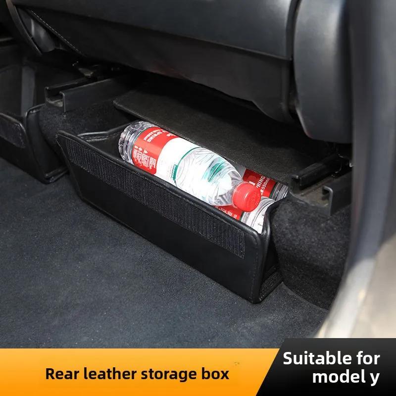 Car Sticker For Tesla Model Y 2020-2025 Modification Accessories Leather Central Control Storage Compartment Interior Under Seat