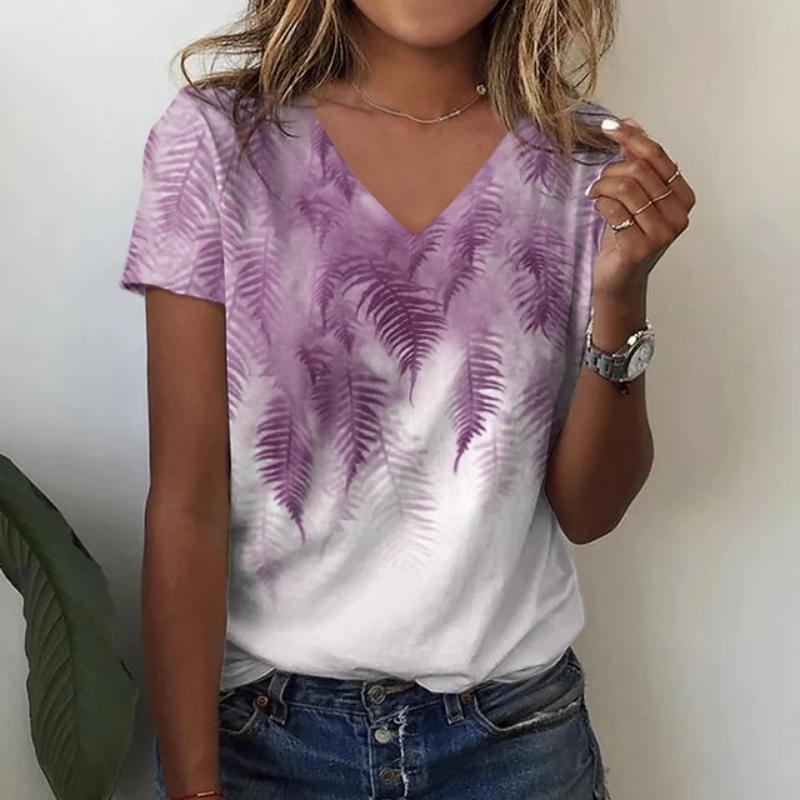 

Летняя модная футболка с V-образным вырезом Y2K женская мода с коротким рукавом свободная удобная рубашка топы футболка с 3D-принтом одежда 3XL