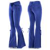 Dames Jeans Mid Taille Bandage Wijde Pijp Billiftende Dames Jeans voor Dagelijks Gebruik