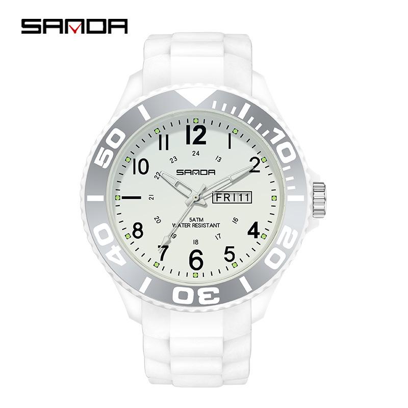 Sanda 9005 Dual Calendar Quartz Sports Watch with Luminous Hands - Youth Waterproof Edition