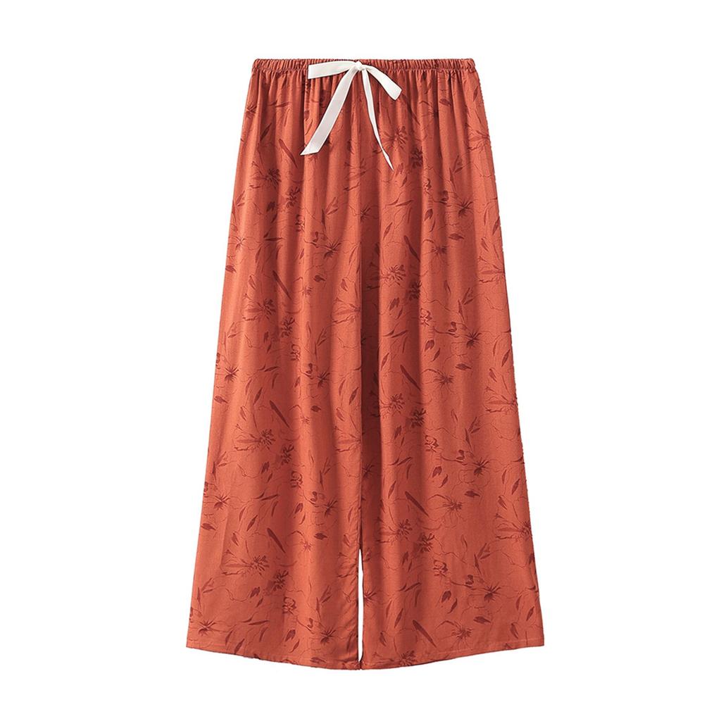 Women's Breathable Cotton and Silk Wide-Leg Pajama Pants for Casual Summer or Home Wear