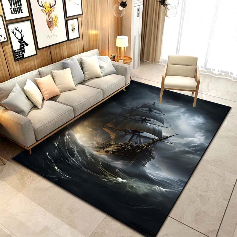 Sizes ghost Ship Pirate Ship Pattern Rug Carpets Bedroom Living Room Bathroom Mat Creative Door Mat Cloakroom Decor Area Rug