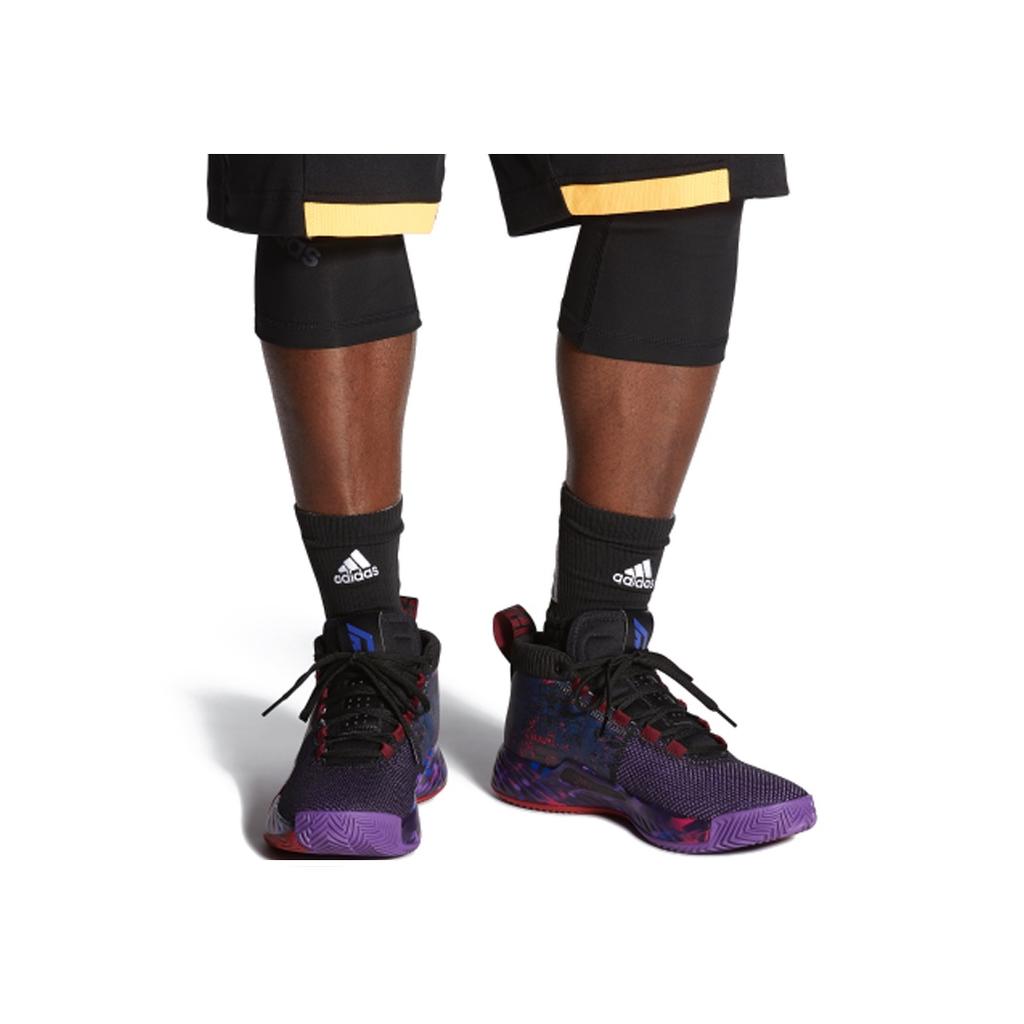Adidas D Lillard 5 Shock Absorption Non-Slip Wear-Resistant Mid-Top Basketball Shoes Men Sneakers Purple Red EF8663