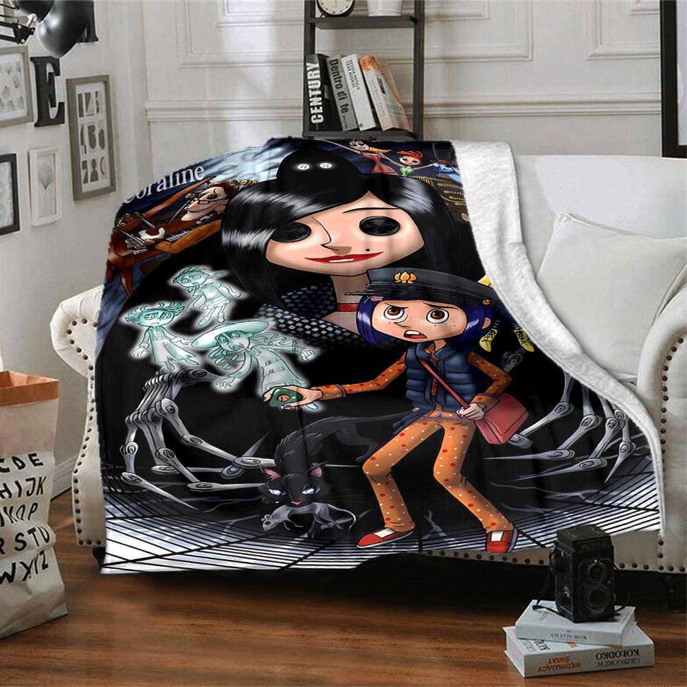 1pc Coraline (2) Blanket, Gift, for Men and Women, Soft Blanket, Good for Sofa Bed Couch Travel, Lightweight Flannel Blanket