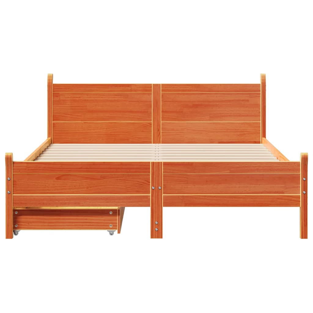 Vidaxl Bed Frame Without Mattress, Waxed Brown, 120X200 Cm, Solid Pine