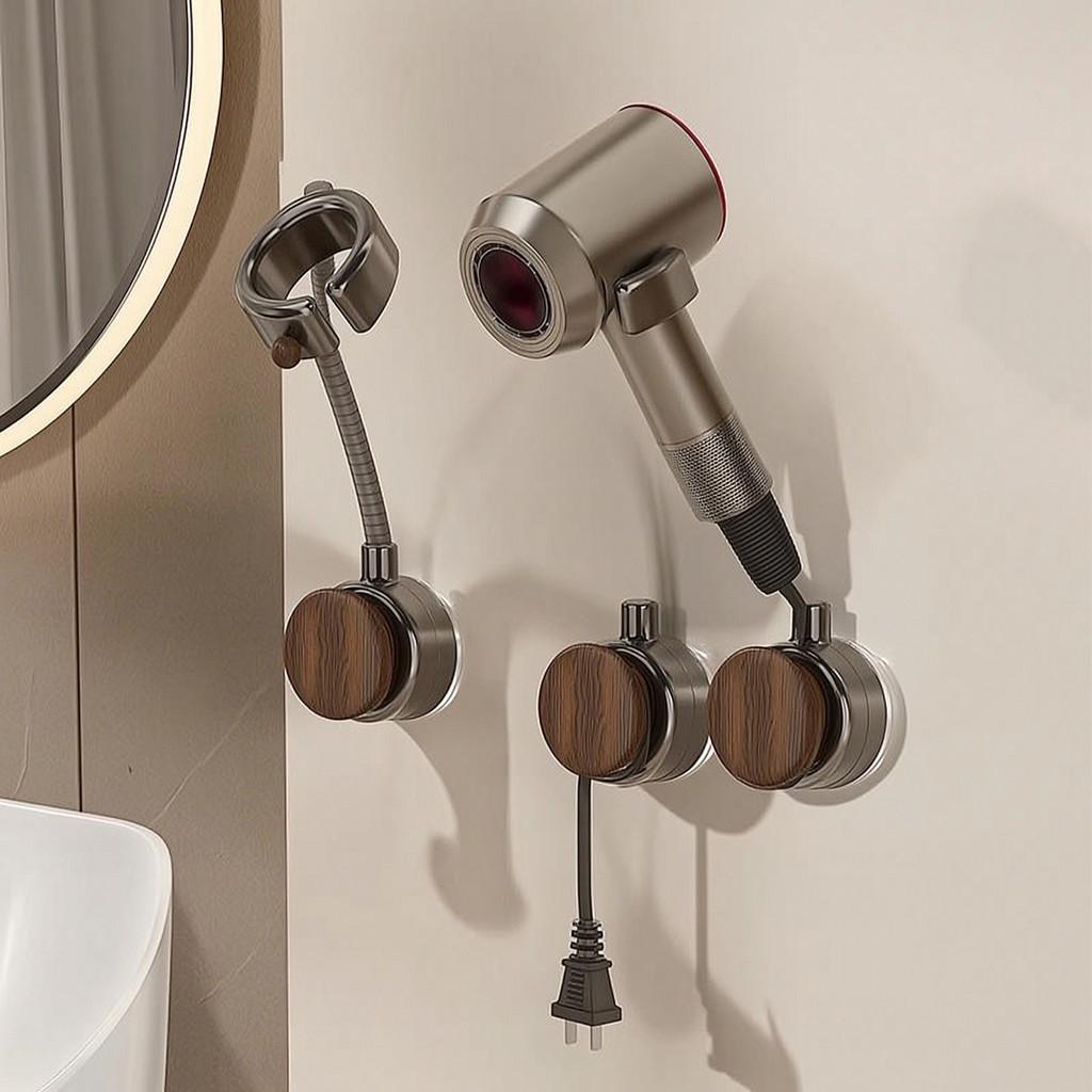 Plastic Wall Mount Hair Dryer Holder With Rotating Design For Bathroom Convenience