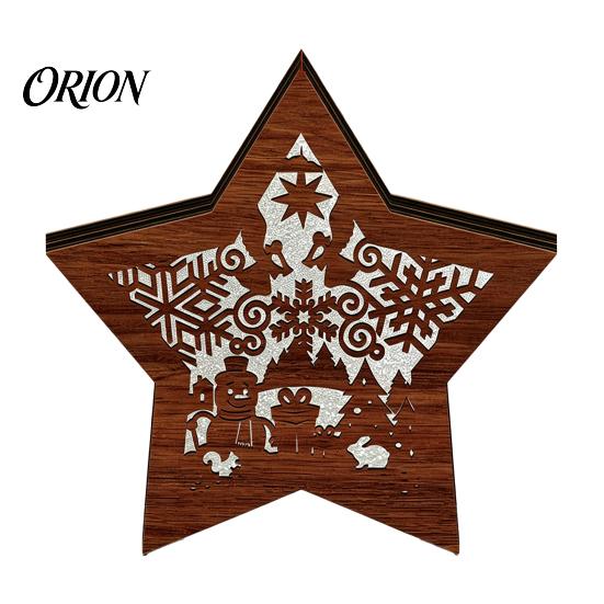 Unique Christmas Gifts 3D Wooden LED Night Light, Hollow Carved Tabletop Decor Seasonal with Warm Glow, Festive Holiday Home And Office Decoration