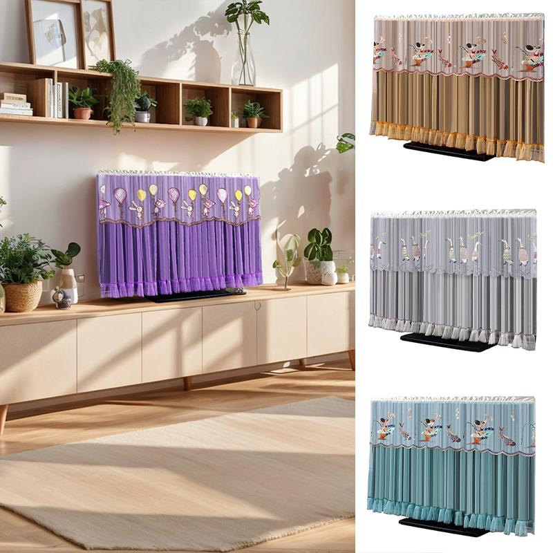 1PC Dog Duck Bear Ultra-thin Television LCD Protector 32/37-40 Inch Embroidered Lace Cartoon Animal Dust Cover Protector Cover