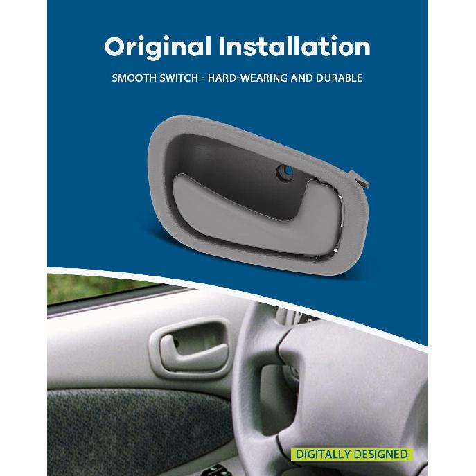 LUJUNTEC Interior Door Handles Driver Passenger Side Replacement for 1998-2002 for Toyota Corolla Texture Grey(4pcs)