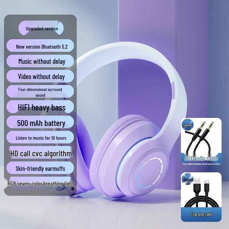 2025 Bluetooth Over-Ear Headphones for Female Students: Stylish Wireless Earmuff Headset