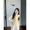Spring yellow white collar careful machine simple versatile long-sleeved shirt women's bottoming shirt thin inner top