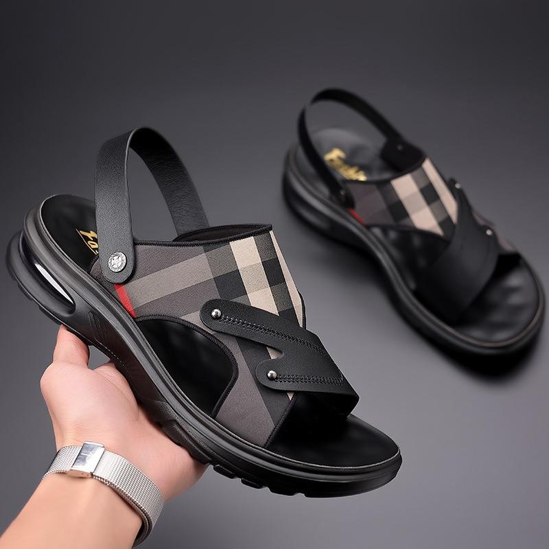 Men's Sandals Leather Casual Sandals Non Slip Beach Sandal Outdoor Platform Sandals for Men Summer New Slippers Sandalias Hombre