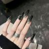 24Pcs Black Gradient Long Ballerina Press On Nails Full Cover False Nail Tips For Women Girls DIY Manicure