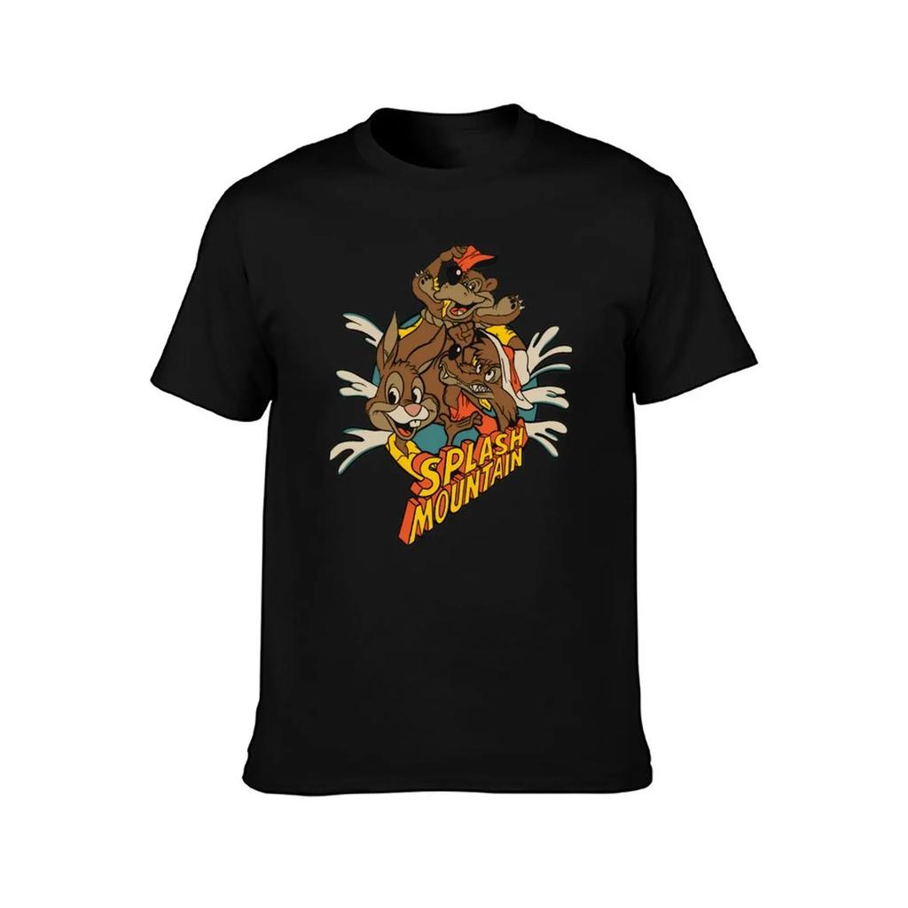 Splash Mountain Retro Logo T-Shirt Aesthetic Clothing Vintage Graphic Tee Anime T Shirts Anime Clothes Men Tshirt