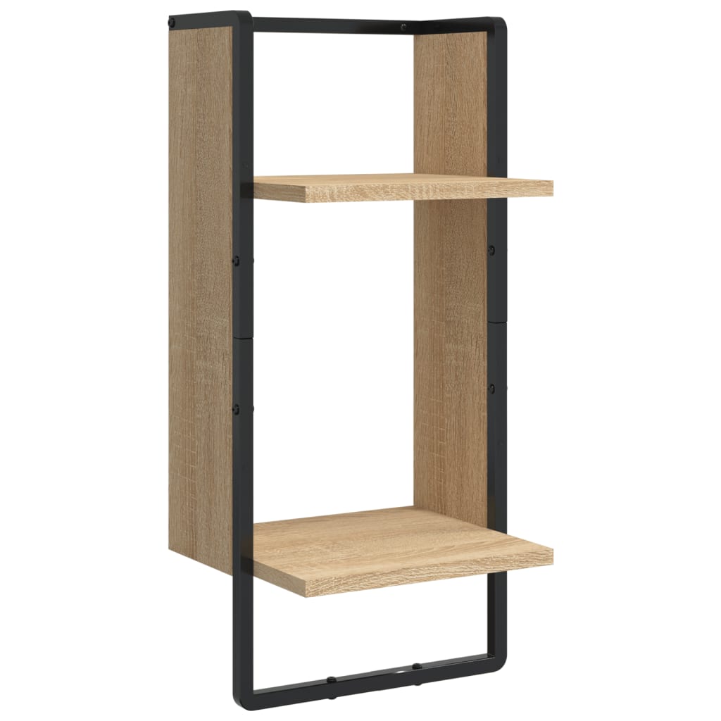 6 Piece Wall Shelf Set with Bars Sonoma Oak Wood Based Material