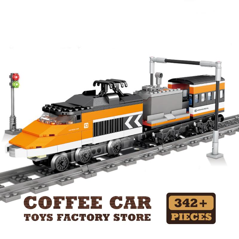 Technical City Power MOC Train Bricks 3D Model Railway Track Locomotive Building Blocks Subway Car Children Toys Christmas Gifts