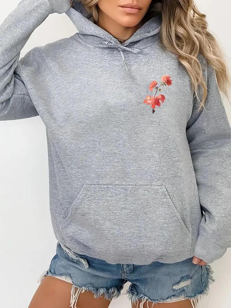 Retro Floral Women's Bohemian Plus Size Long Sleeve Hoodie for Spring & Autumn