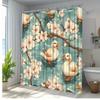 1pc Creative Duck and Floral Print Shower Curtain with Bathroom Decor made of Polyester Fabric including 12 Hooks