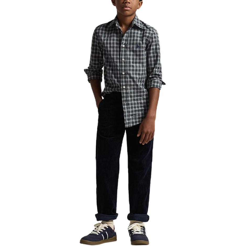 Polo Ralph Lauren Casual Shirt Cotton Poplin Single-Breasted Plaid Kids Tops 323979324-003