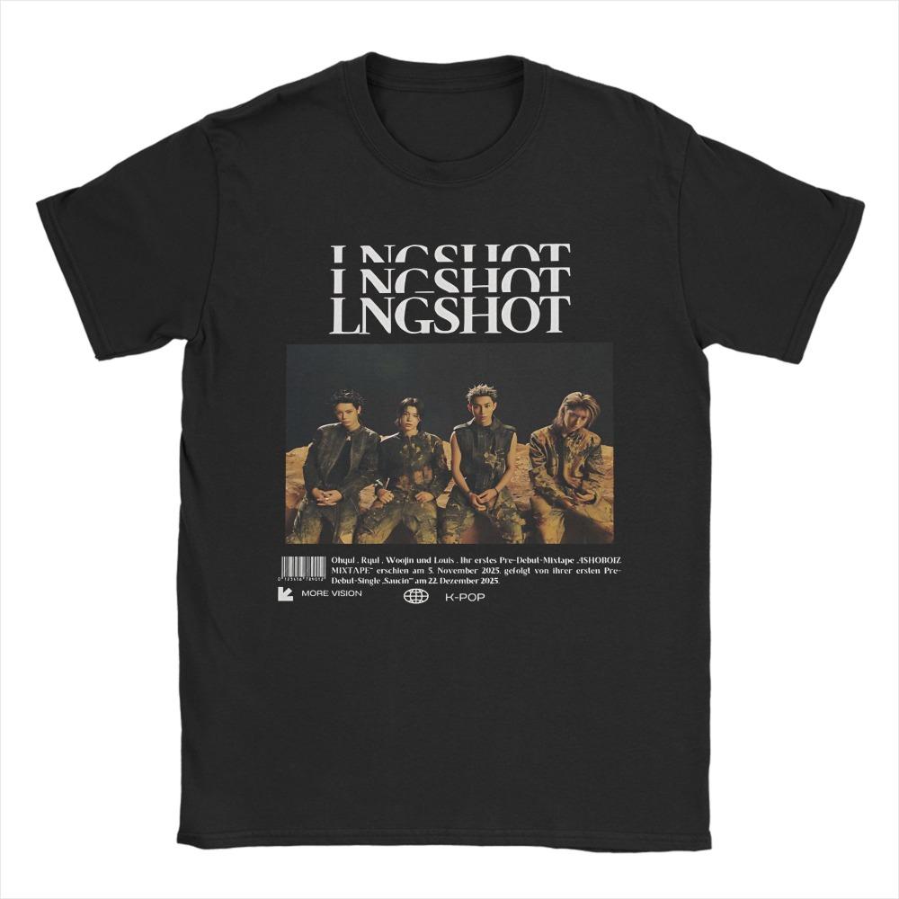 Fashion Lngshot Rising K-Pop Hip-hop Group Kpop T-shirt Men s T-shirt Short-sleeved Top M