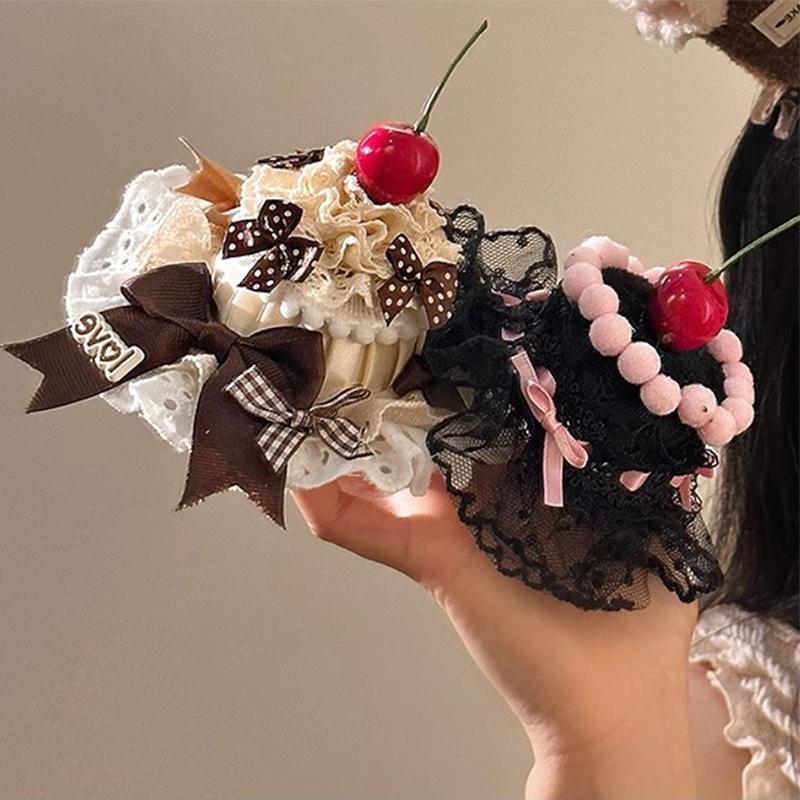 Latest Lolita Lace Cake Hair Clip Cute Children Hairpins Headdress Hair Accessories Kawaii Women Girls Hair Ornament