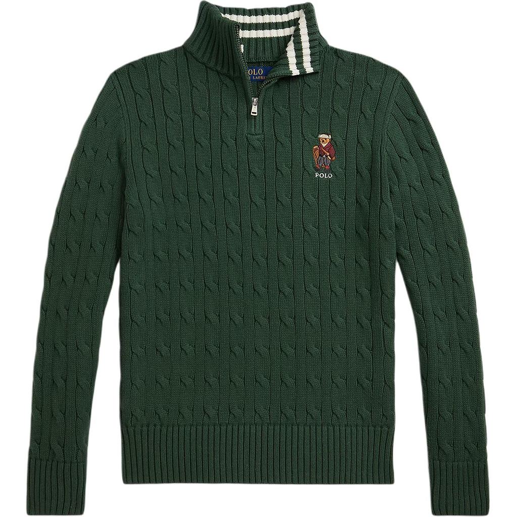 Polo Ralph Lauren Sweater Ribbed Stand Collar Zipper Striped Trim Long Sleeve Kids Kids tops 323981627-001