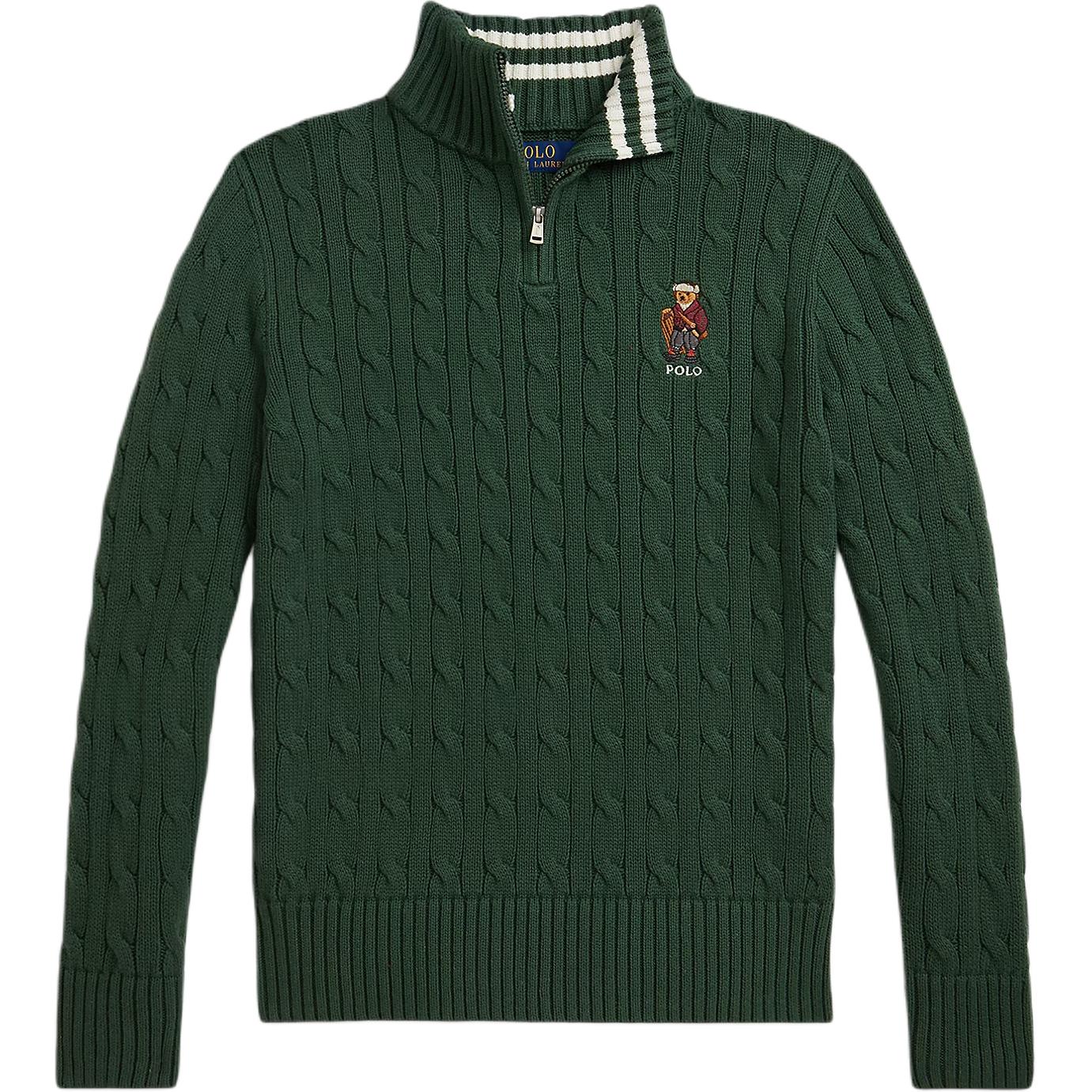 

Polo Ralph Lauren Sweater Ribbed Stand Collar Zipper Striped Trim Long Sleeve Kids Kids tops 323981627-001 L