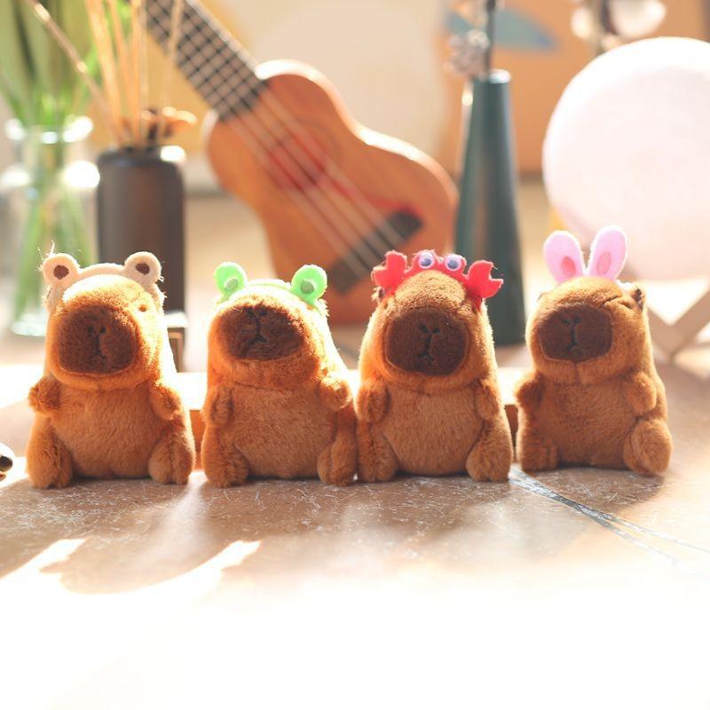 Huggable Capybara Plush Keychain Colorful Soft Stuffed Animal Cute Bag Decoration