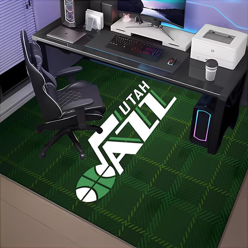 Jazz Basketball Team Rug Office Carpet Non-Slip Mat, Chair Rug Floor Covering for Gaming, Bedroom, Living Room , Home Decor Christmas Gift