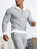 Men's Waffle Hoodie & Casual Long Pants Set - Trendy Spring/Autumn