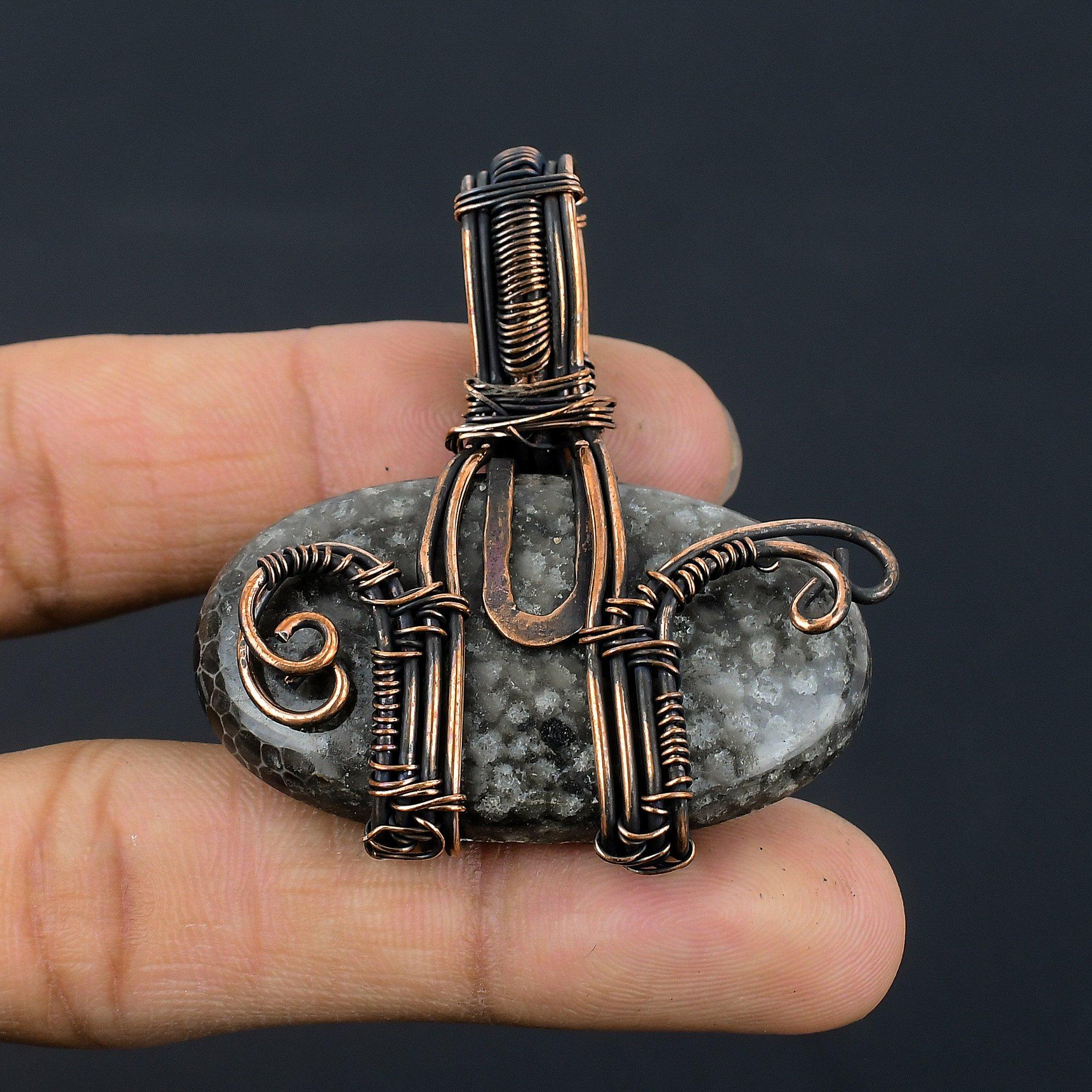 

Stingray Coral Pendant, 999 Copper Wire Wrapped Gemstone Jewelry, Handmade Pendant, For Mother Day 2.55 Inches