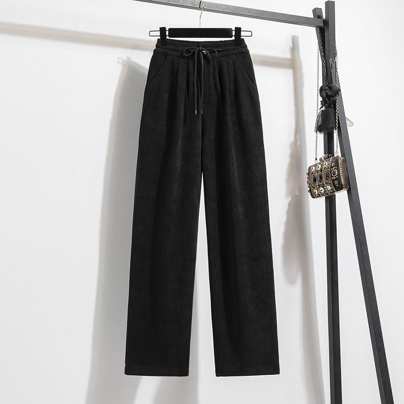 

Dimanaf 2025 Большой размер Осенние длинные брюки Женские Эластичные Свободные Винтажные Однотонные Хлопковые Свободные Полной длины С высокой талией Женские Базовые Большие Брюки-брюки 5XL чёрный