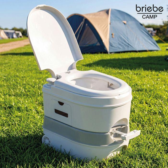 Toilette Portable Roulettes WC Chimique 24L Camper, Camping, Auto Caravane Briebe Camp Comfort Plus WC1196W Blanc