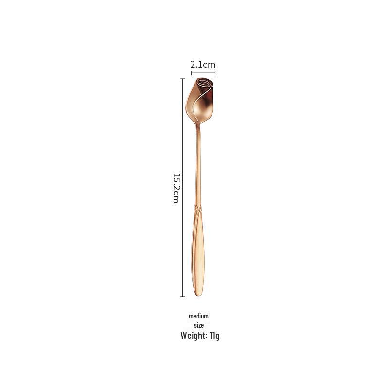 Creatieve Roos Roestvrij Staal Lange Steel Lepel voor Koffie, Dessert en IJs