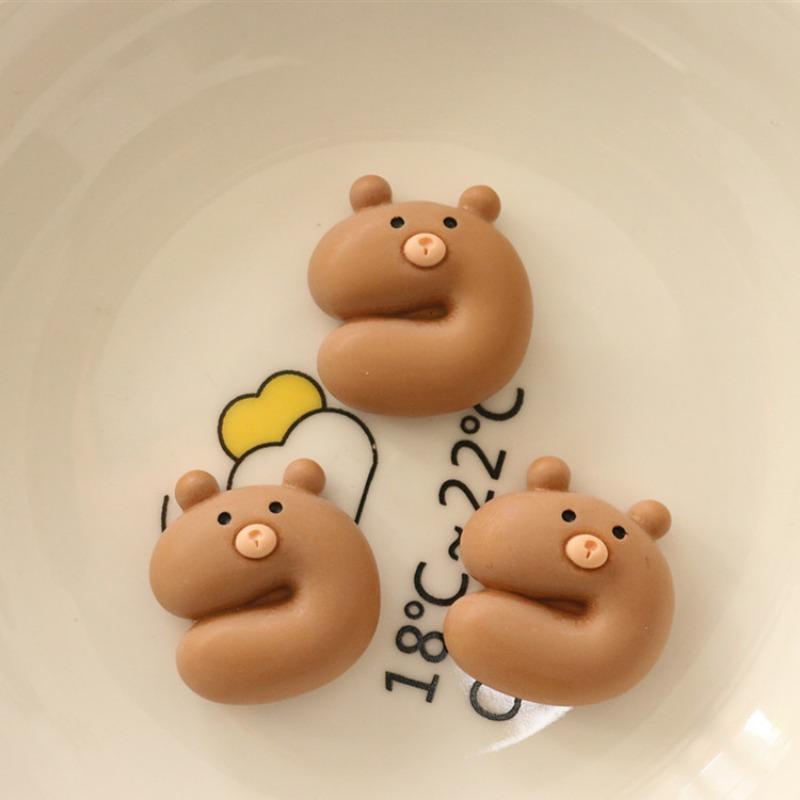 Milk Tea Color Bear Biscuits DIY Resin Handmade Jewelry Accessories Cream Glue Hairpin Brooch