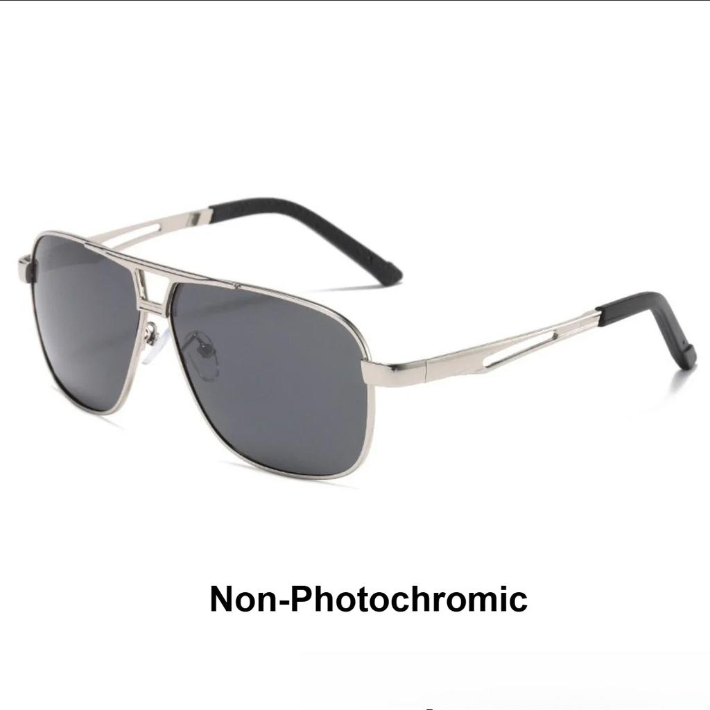 Men Pochromic Sunglasses Aluminum Magnesium Material Spring Hinge Sun Glasses Driving Cycling Fishing Day Night Use