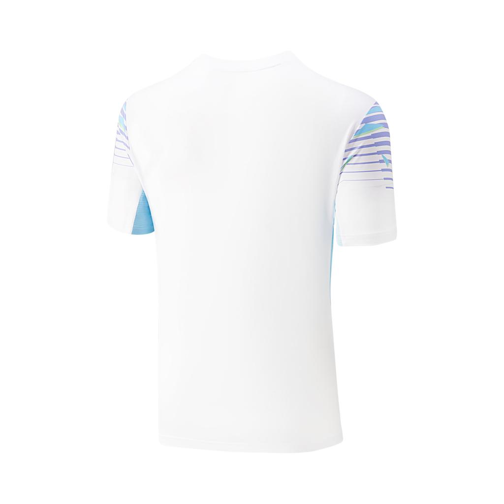 Li Ning Provincial Team Competition Series Color Block V-Neck Sweat-Wicking Sports Short Sleeve T-Shirt Unisex Tops Standard-White AAYU141-2