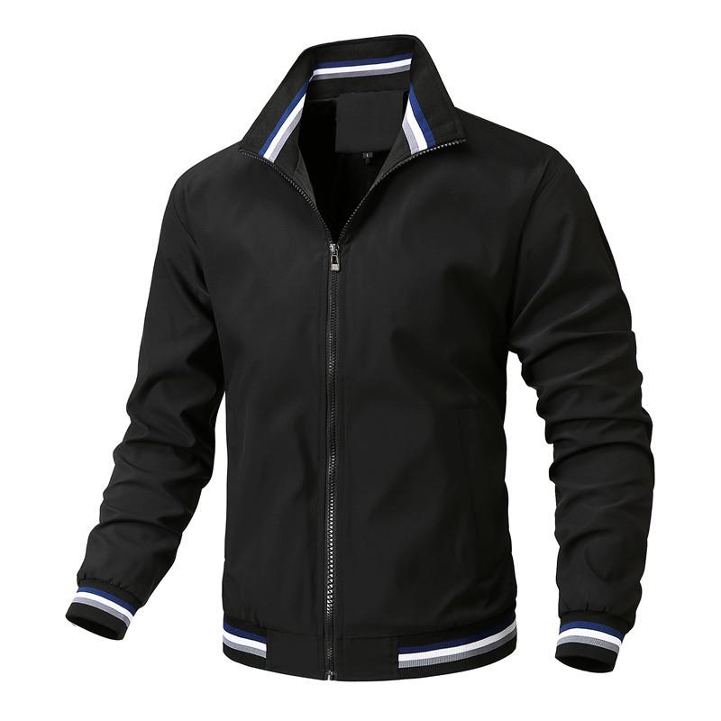 Men's Jacket Spring Jacket Men's Zipper White Baseball Youth Unhooded Casual