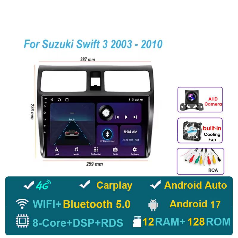 Car Radio Android 17 For Suzuki Swift 2003-2010 Navigation Multimedia Video Player Carplay Auto Head Unit BT Stereo GPS 4G WIFI