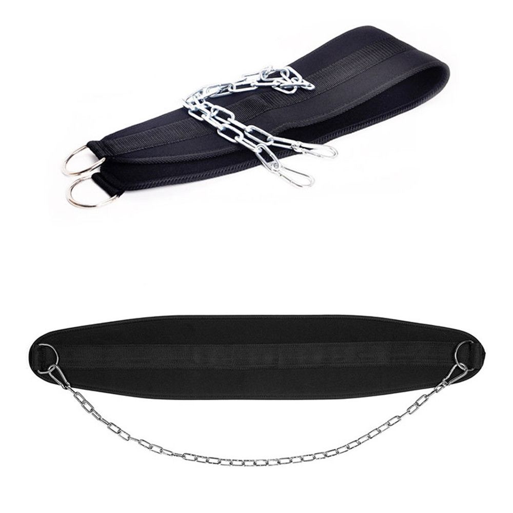 Up Thick Neoprene Sport With Chain Dipping Belt Protector Strap Waist Support Weight Lifting Belt