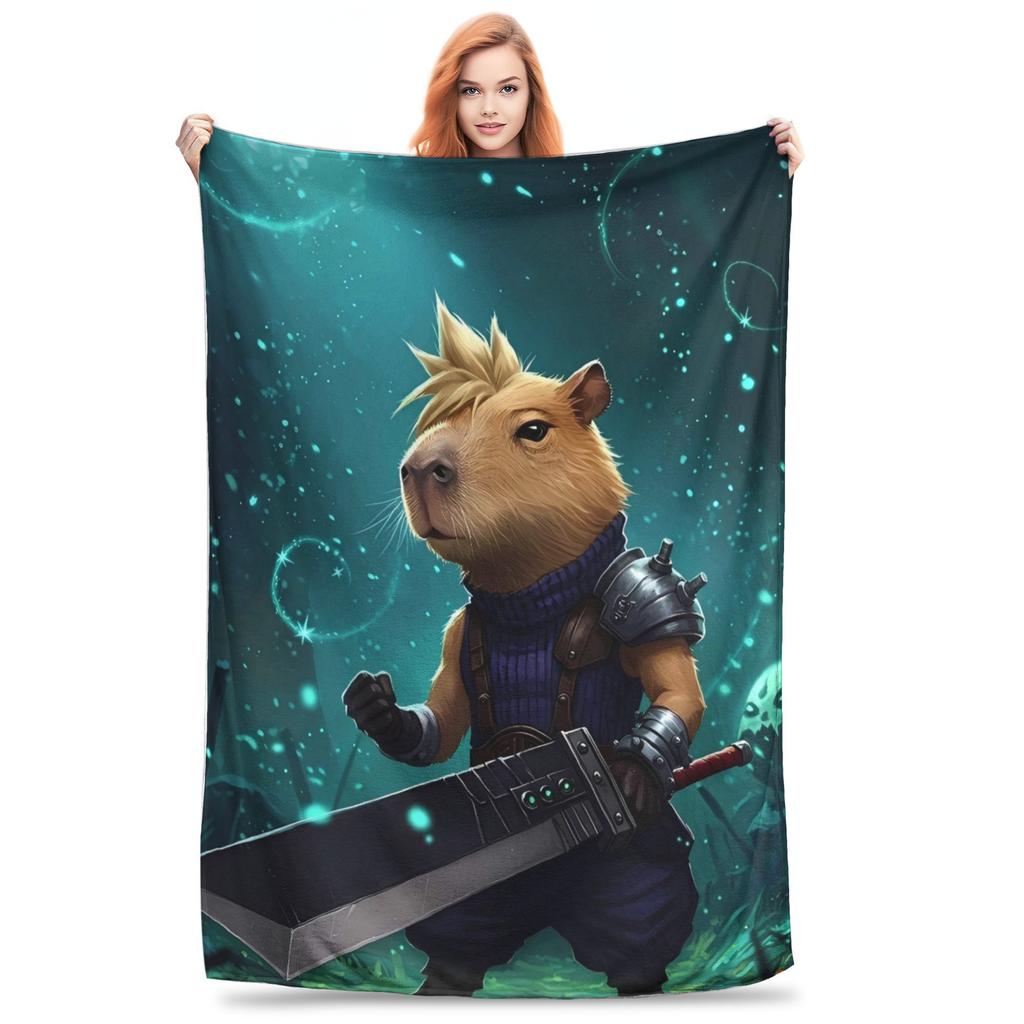 Trembling Capybara Flannel Blanket Winter  Soft Durable Throw Blanket for Kids Couch Bed Funny Bedspread Sofa Bed Cover