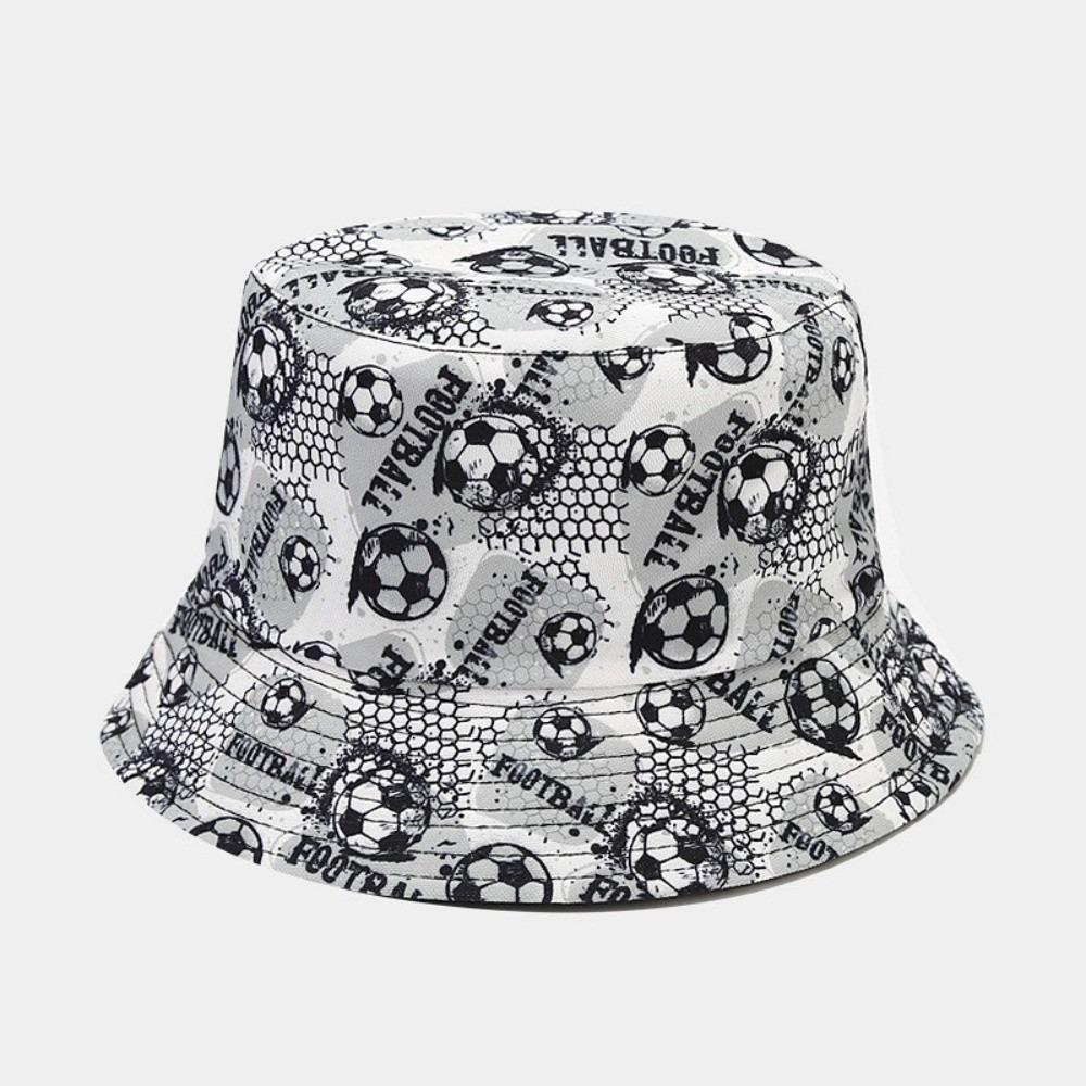 Folding Soccer Pattern Bucket Cap Korean Style Football Fisherman Hat Sunscreen Basin Cap Work