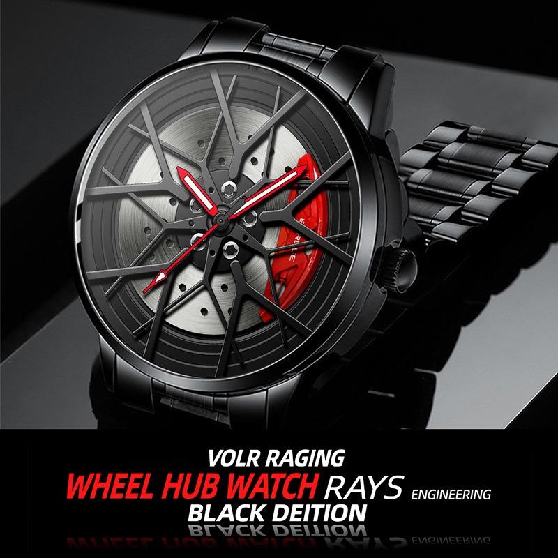 BORUSE Fashion Waterproof Men's Watch Luminous Wheel Hub Watch Business Sports Leisure Watch Quartz Steel Watch