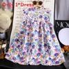 Korean Style Girl Summer Floral A Line Dress With Soft Fabric For Toddler Girls