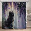 Mystisk Katt och Wisteria Duschdraperi - Mögelresistent, Vattentät Badrumsinredning, Unik Gåva, Snygg Design, Elegant