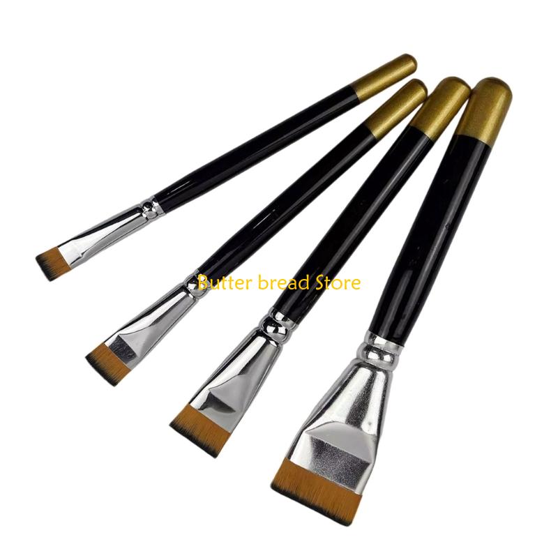 W89C Pack of 4 Premium Nylon Art Brushes Smooth Mark  Painting Tools Ergonomic Grip