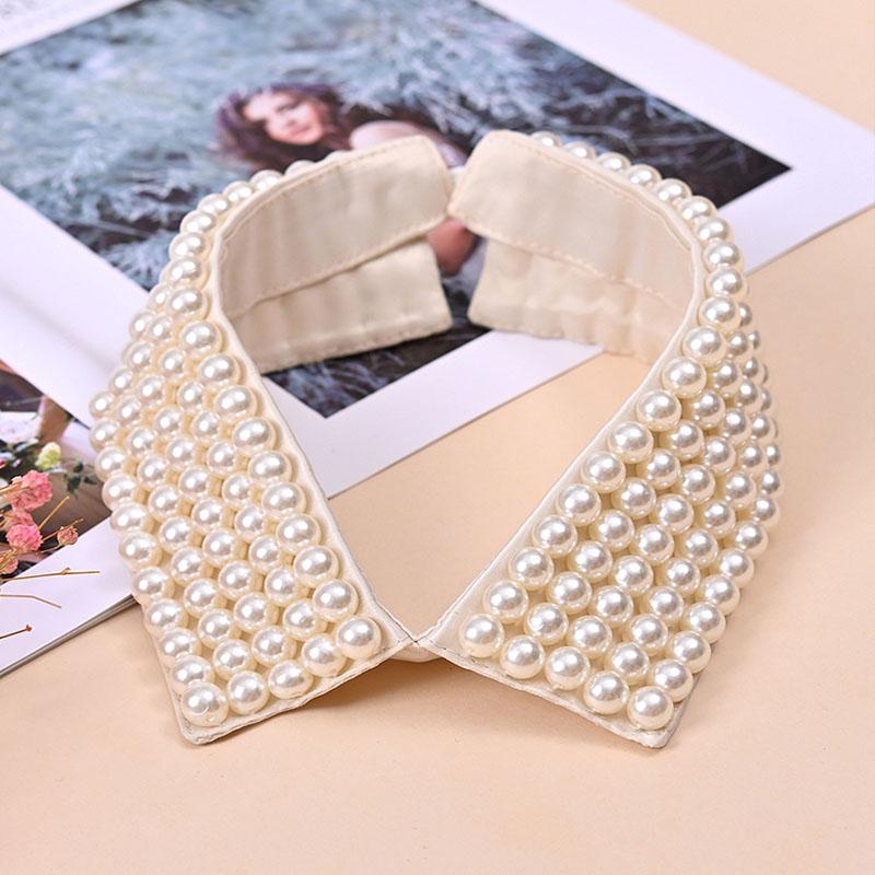 White Fake Collar Women Elegant Diamond Detachable Collars for Women False Shawl Shoulder Wrap Lapel False Collars Woman Tie