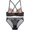 French sexy lace underwear summer pure desire cross beautiful back gathering underwear triangle cup no steel ring bra set