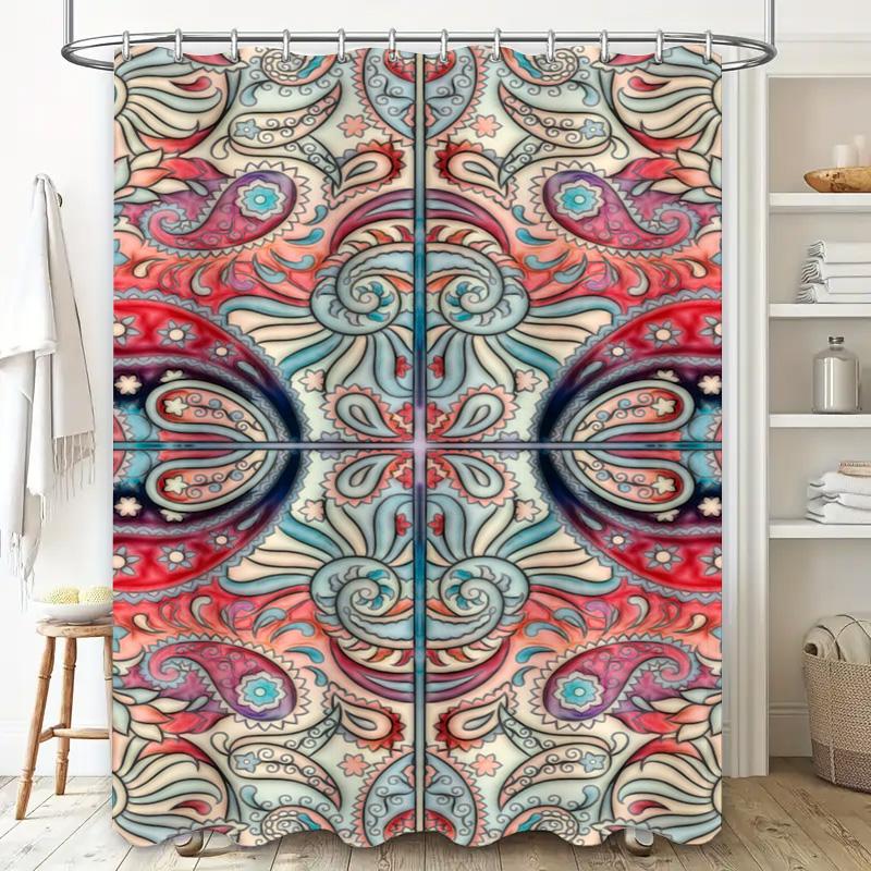 Vibrant Paisley Pattern Shower Curtain Premium Printed Fabric for Bathroom Decor